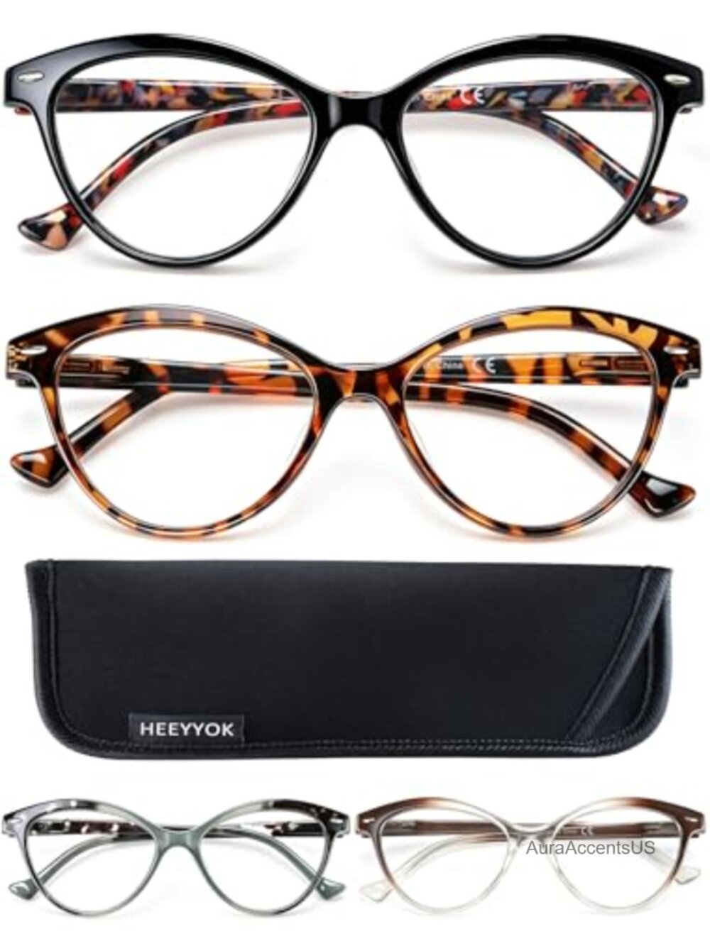 Petite Cat Eye Reading Glasses 1.25 Spring Hinge Readers